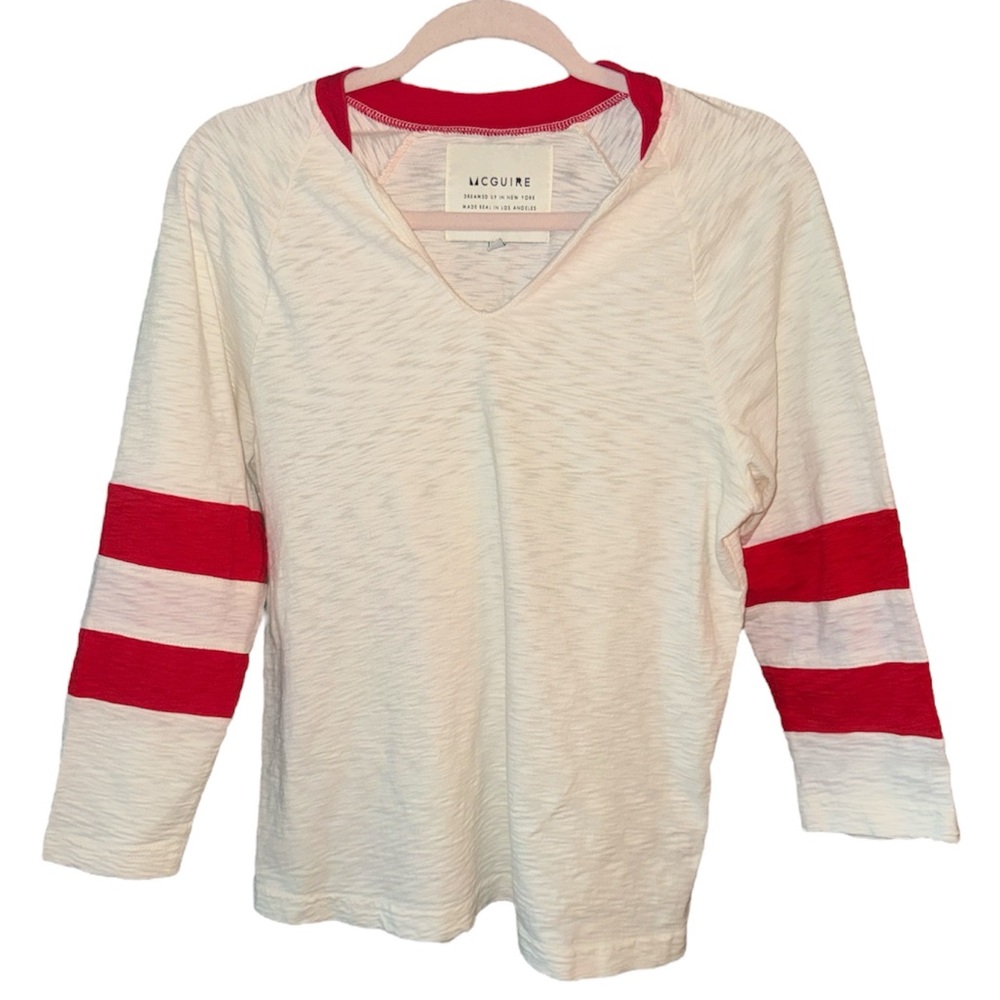 MCGUIRE
DREAMED UP IN NEW YORK
MADE REAL IN‎ LOS ANGELES WOMENS V NECK TEE XS